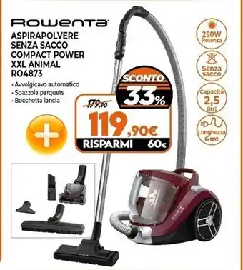 Expert Rowenta aspirapolvere senza sacco compact power xxl animal ro4873 offerta