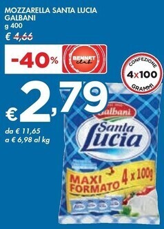 Bennet Galbani mozzarella santa lucia offerta