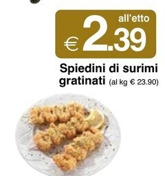 Spiedini di surimi gratinati