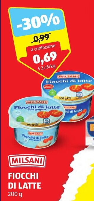 ALDI MILSANI FIOCCHI DI LATTE 200 g offerta