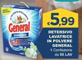 Mister Risparmio DETERSIVO LAVATRICE IN POLVERE GENERAL 1 Confezione da 50 LAV offerta