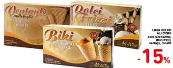 Spazio Conad LINEA GELATI AU D'ORO coni, bicchierino, dolci fritzi, ventagli, conetti offerta