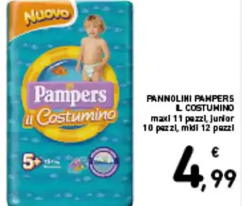 Spazio Conad PANNOLINI PAMPERS L COSTUMINO maxi 11 pazzl, Junior 10 pezzi, midi 12 pezzi offerta