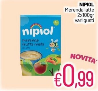 Franzy's NIPIOL Merenda latte 2x100gr vari gusti offerta