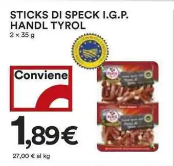 Coop Handl Tyrol Sticks di Speck I.G.P. 2x35g offerta