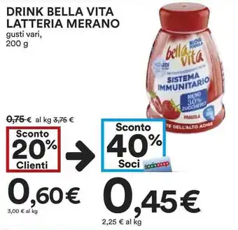 Coop Bella Vita Latteria Merano Drink 200g offerta