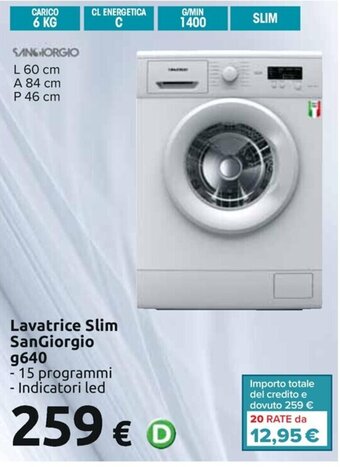 Carrefour Iper Lavatrice Slim SanGiorgio g640 offerta