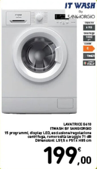 Spazio Conad LAVATRICE G610 ITWASH BY SANGIORGIO offerta