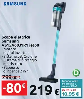 Carrefour Iper Scopa elettrica Samsung VS15A6031R1 jet60 offerta