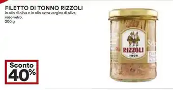 Coop 40% Sconto Rizzoli Filetto di Tonno 200g offerta
