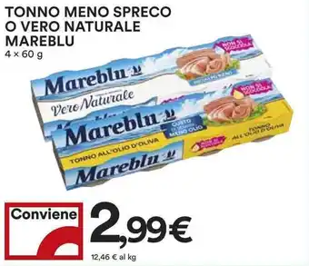 Coop Mareblu Memo Spreco o Vero Naturale Tonno 4x60g offerta