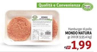 Maxi Family Hamburger di pollo MONDO NATURA gr 200 offerta