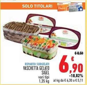 Conad Superstore VASCHETTA GELATO SIGEL vari tipi 1,35 kg offerta