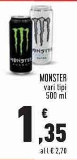 Conad Superstore MONSTER vari tipi 500 ml offerta