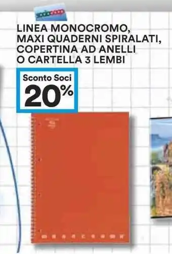 Coop 20% Sconto Linea Monocromo, Maxi Quaderni Spiralati, Copertina Ad Anelli o Cartella 3 Lembi offerta