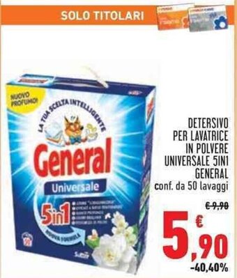 Conad Superstore DETERSIVO PER LAVATRICE IN POLVERE UNIVERSALE 5IN1 GENERAL conf. da 50 lavaggi offerta