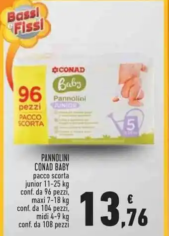 Conad Superstore PANNOLINI CONAD BABY conf. da 108 pezzi offerta