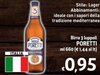 Birra 3 luppoli PORETTI ml 660