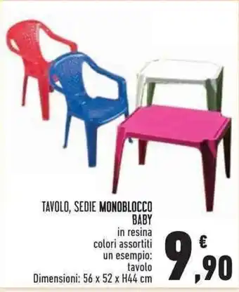 TAVOLO, SEDIE MONOBLOCCO 56 x 52 x H44 cm