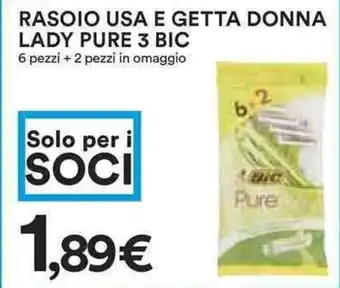 Coop Bic Pure 3 Lady Rasoio Usa e Getta Donna 6+2 pezzi offerta
