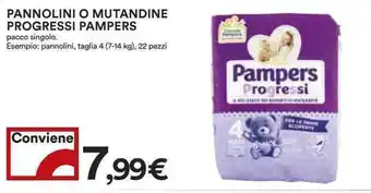 Coop Pampers Progressi Pannolini o Mutandine 22 pezzi offerta