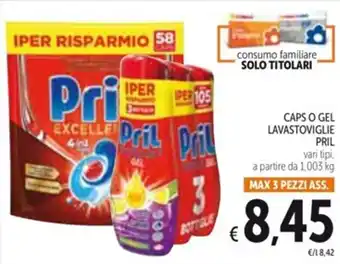 Spazio Conad CAPS O GEL LAVASTOVIGLIE PRIL vari tipi da 1,003 kg MAX 3 PEZZI ASS. offerta