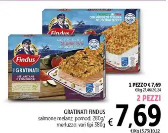 Spazio Conad GRATINATI FINDUS salmone melanz. pomod. 280g/ merluzzo: vari tipi 380g 2 PEZZI offerta