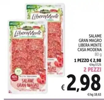 Spazio Conad SALAME GRAN MAGRO LIBERA MENTE CASA MODENA 80 g 2 PEZZI offerta