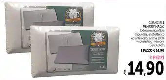 Spazio Conad GUANCIALE MEMORY MAGIC fodera in microfibra trapuntata, antibatterico antiviscoelastico memory. 39 x 68 cm 2 PEZZI offerta