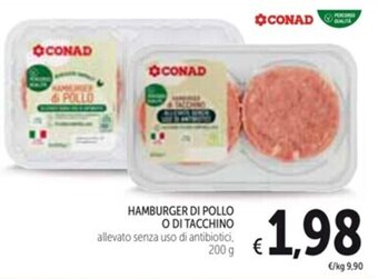 Spazio Conad HAMBURGER DI POLLO O DI TACCHINO 200 g offerta