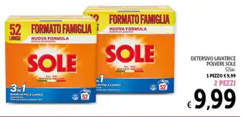 Spazio Conad DETERSIVO LAVATRICE POLVERE SOLE 52lav. 2 PEZZI offerta