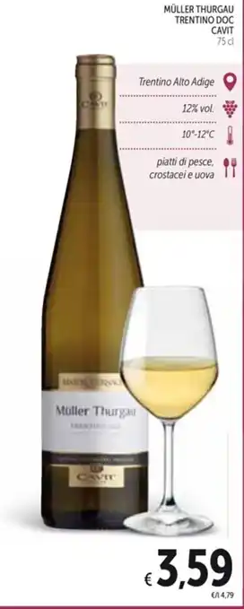 Spazio Conad MÜLLER THURGAU TRENTINO DOC 75 cl offerta