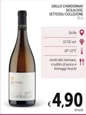 Spazio Conad GRILLO CHARDONNAY SICILIA DOC SETTESOLI COLLEZIONE 75 cl offerta