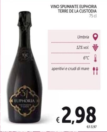 Spazio Conad VINO SPUMANTE EUPHORIA TERRE DE LA CUSTODIA 75 cl offerta