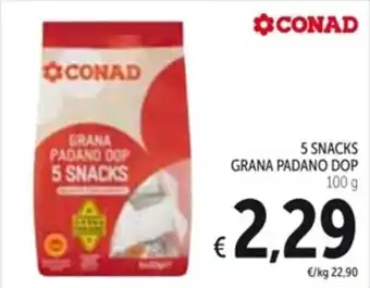 Spazio Conad 5 SNACKS GRANA PADANO DOP 100 g offerta