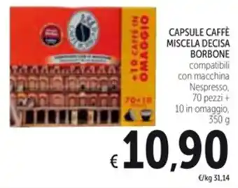Spazio Conad CAPSULE CAFFÈ MISCELA DECISA BORBONE 350 g offerta