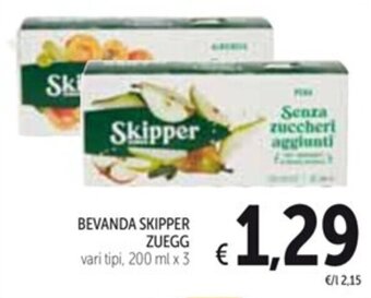 Spazio Conad BEVANDA SKIPPER ZUEGG vari tipi, 200 ml x 3 offerta