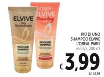 Spazio Conad PIÙ DI UNO SHAMPOO ELVIVE L'ORÉAL PARIS vari tipi, 200 ml offerta