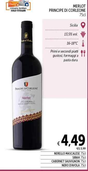 MERLOT PRINCIPE DI CORLEONE 75cl