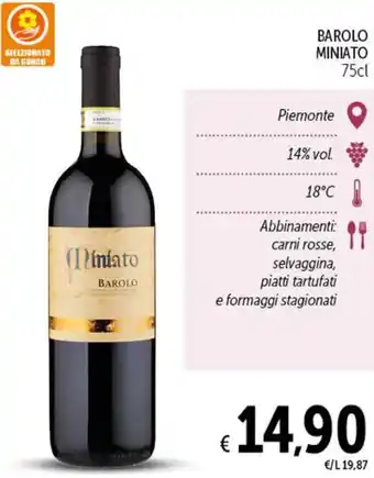 Spazio Conad BAROLO MINIATO 75cl offerta