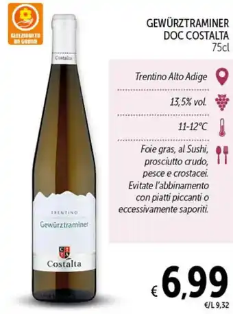 GEWÜRZTRAMINER DOC COSTALTA 75cl