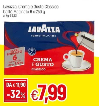 Famila Lavazza Crema e Gusto Classico Caffè Macinato 6x250g offerta