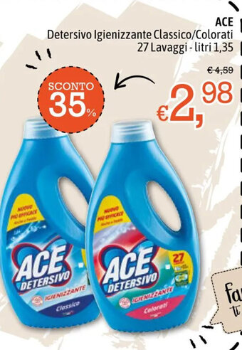 Famila ACE Detersivo Igienizzante Classico/Colorati 27 Lavaggi - litri 1,35 offerta