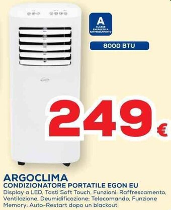 Euronics ARGOCLIMA CONDIZIONATORE PORTATILE EGON EU offerta