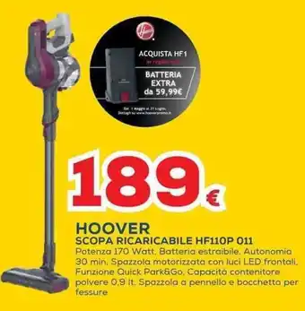 Euronics HOOVER SCOPA RICARICABILE HF110P 011 offerta