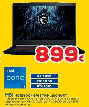 MSI NOTEBOOK GF63 THIN 11UC-614IT
