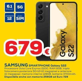 Euronics SAMSUNG SMARTPHONE Galaxy S22 offerta