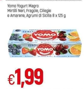 Famila Yomo Yogurt Magro Mirtilli Neri, Fragole, Ciliegie e Amarene, Agrumi di Sicilia 8x125g offerta