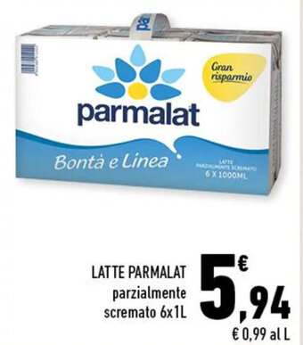 Conad LATTE PARMALAT parzialmente scremato 6x1L offerta