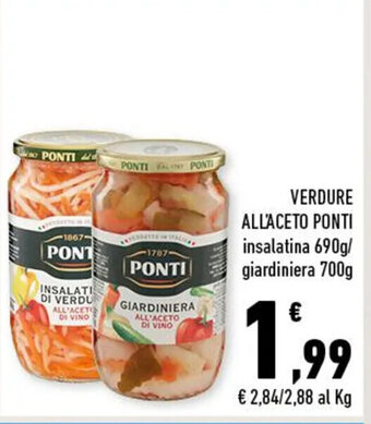 Conad VERDURE ALL'ACETO PONTI insalatina 690g/ giardiniera 700g offerta